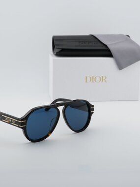 Dior DIORSIGNATURE A1U 20B0 Aviator Sunglasses - Dark Havana\Blue